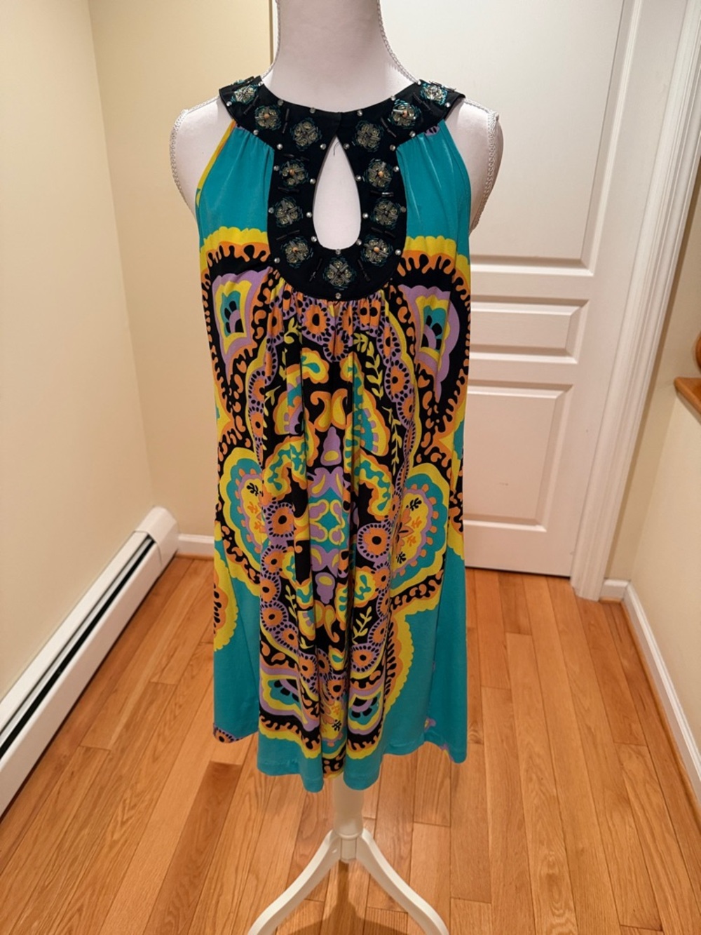 ECI Turquoise & Yellow Beaded Keyhole Sundress
